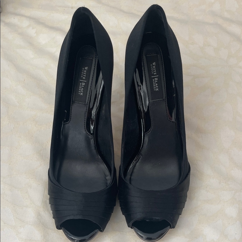 White House Black Market Black Peep Toe Heels